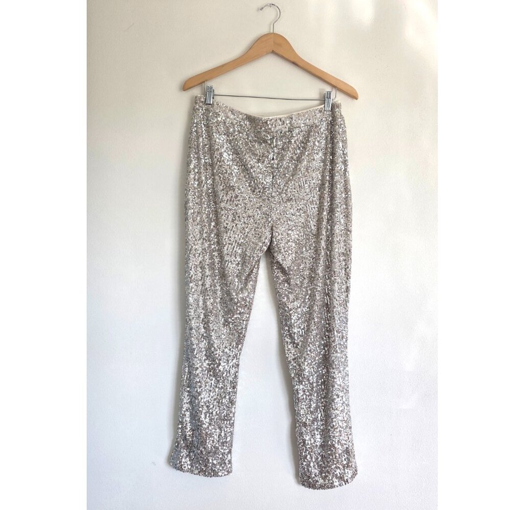 Cable & Gauge Silver Sequin Cropped Pants